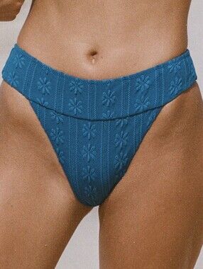 NWT Berlook Blue Jacquard High Cut Bikini Bottom